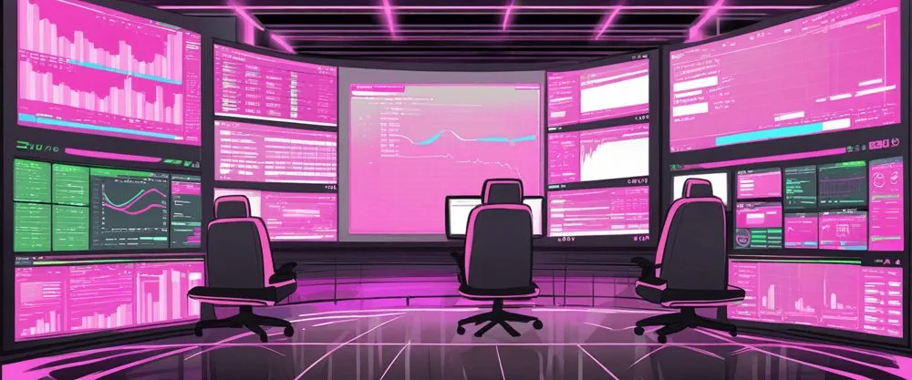 Neon trading room scene from the dashboard